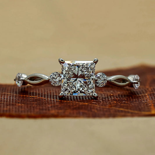 1.20 Carat Princess & Round Lab Created Diamond Ring