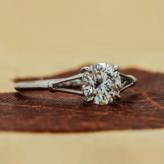 1 Ct Round Split Shank Lab Diamond Ring