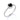 Angle view of white gold ring featuring a round black diamond framed in a delicate hexagonal halo with a braided band design.