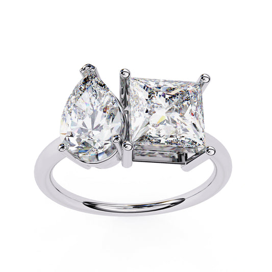 Angled View Of Ring 3.71 Ct Lab Grown Diamond Toi Et Moi Ring