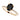 Angle view of a rose gold engagement ring with an oval black diamond centerpiece and a pavé diamond band