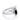 Side view of split shank ring with oval black diamond center and marquise white accents in a leaf-inspired design.