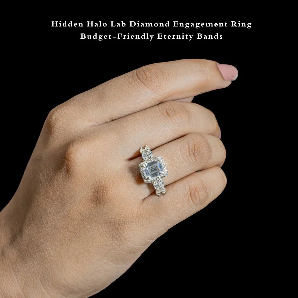 Hidden Halo Lab Diamond Engagement Ring: Budget-Friendly Eternity Bands
