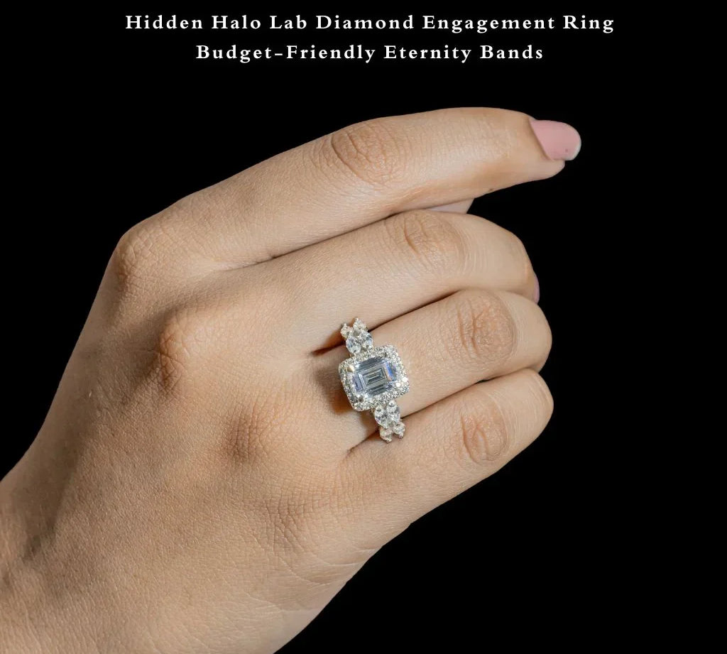 Hidden Halo Lab Diamond Engagement Ring: Budget-Friendly Eternity Bands