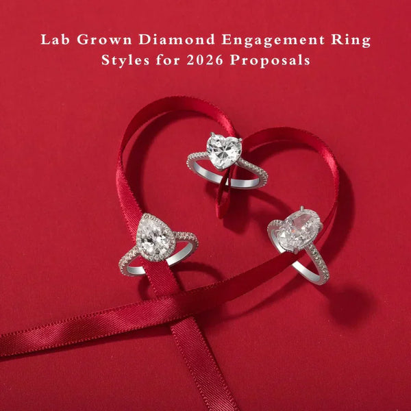 lab grown diamond engagement ring styles featuring different shaped stones for proposals