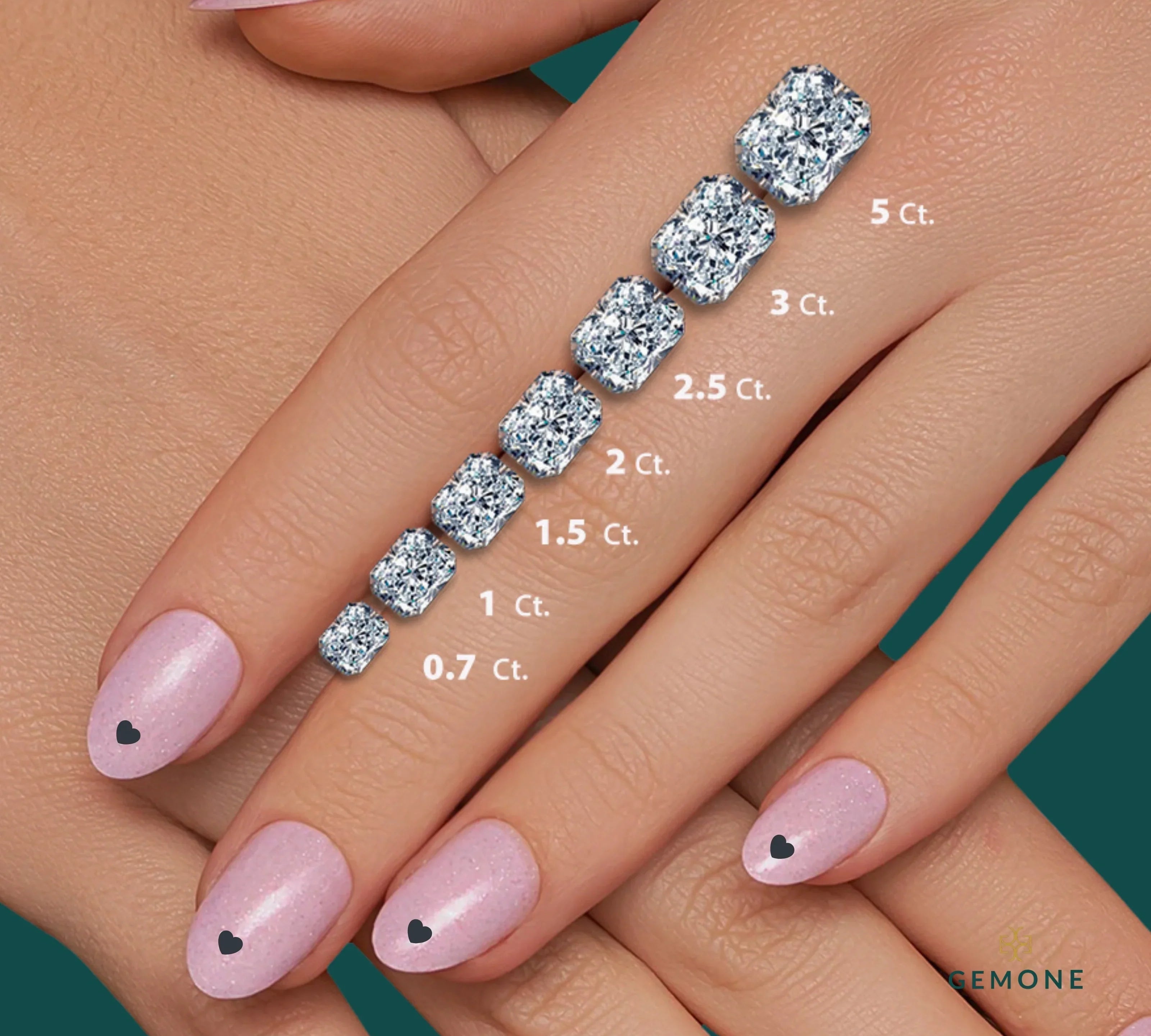 Radiant Cut Diamond Size Chart (MM)