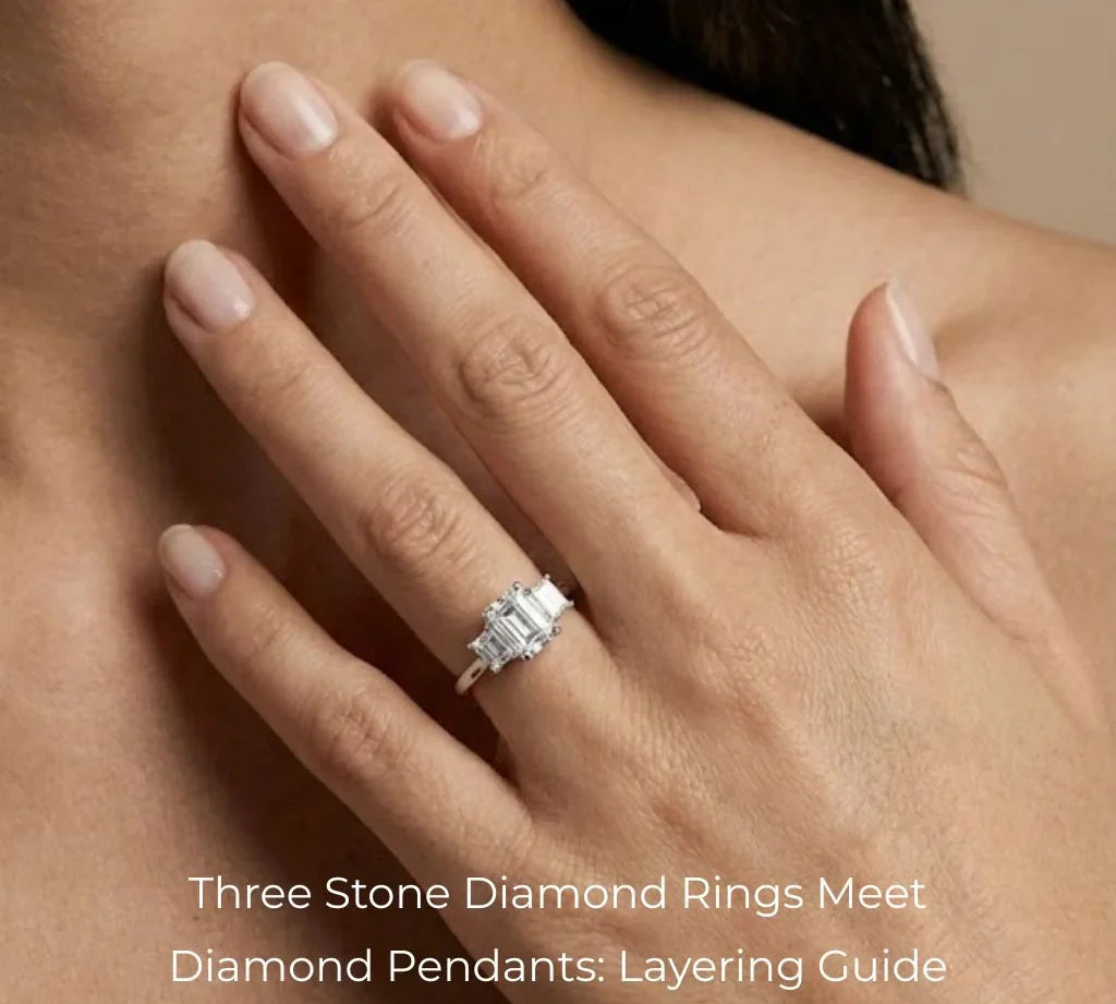 Three Stone Diamond Rings Meet Diamond Pendants: Layering Guide 