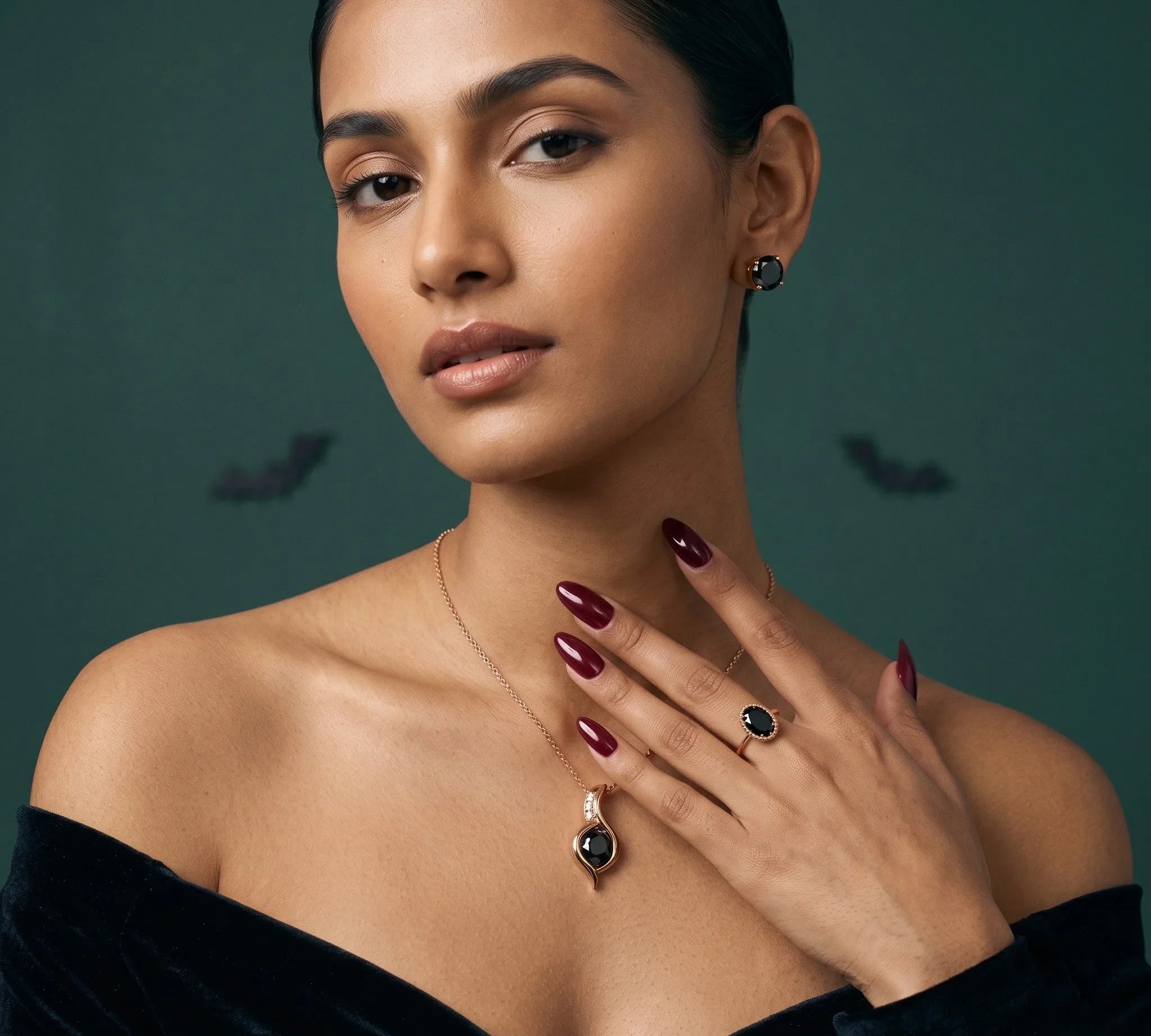 halloween jewelry featuring balck diamond jewlery