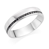 0.31 Ct Round Cut Channel Setting Black Diamond Half Eternity Wedding Band
