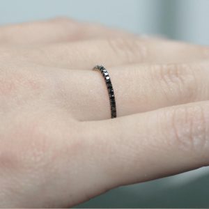 0.53 Ct Round Cut Channel Setting Black Diamond Full Eternity Ring Black Diamond Wedding Rings