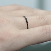 0.53 Ct Round Cut Channel Setting Black Diamond Full Eternity Ring Black Diamond Wedding Rings