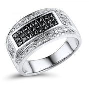 2 Ct Round White And Black Diamond Ring For Men Black Diamond Wedding Rings