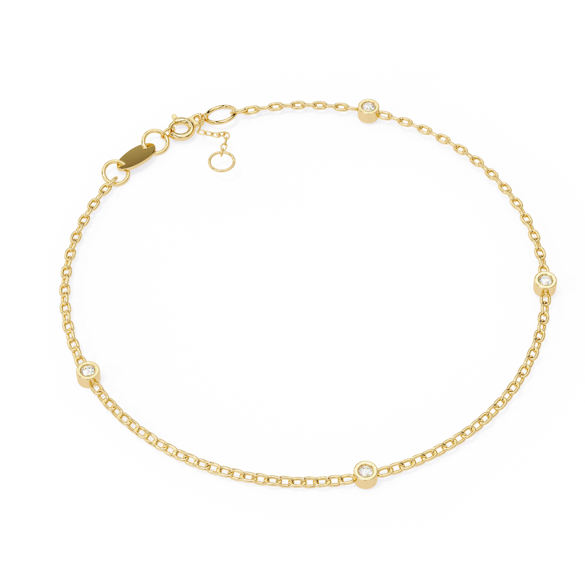 0.07 Carat Round Shape Diamond Bracelet In Yellow Gold