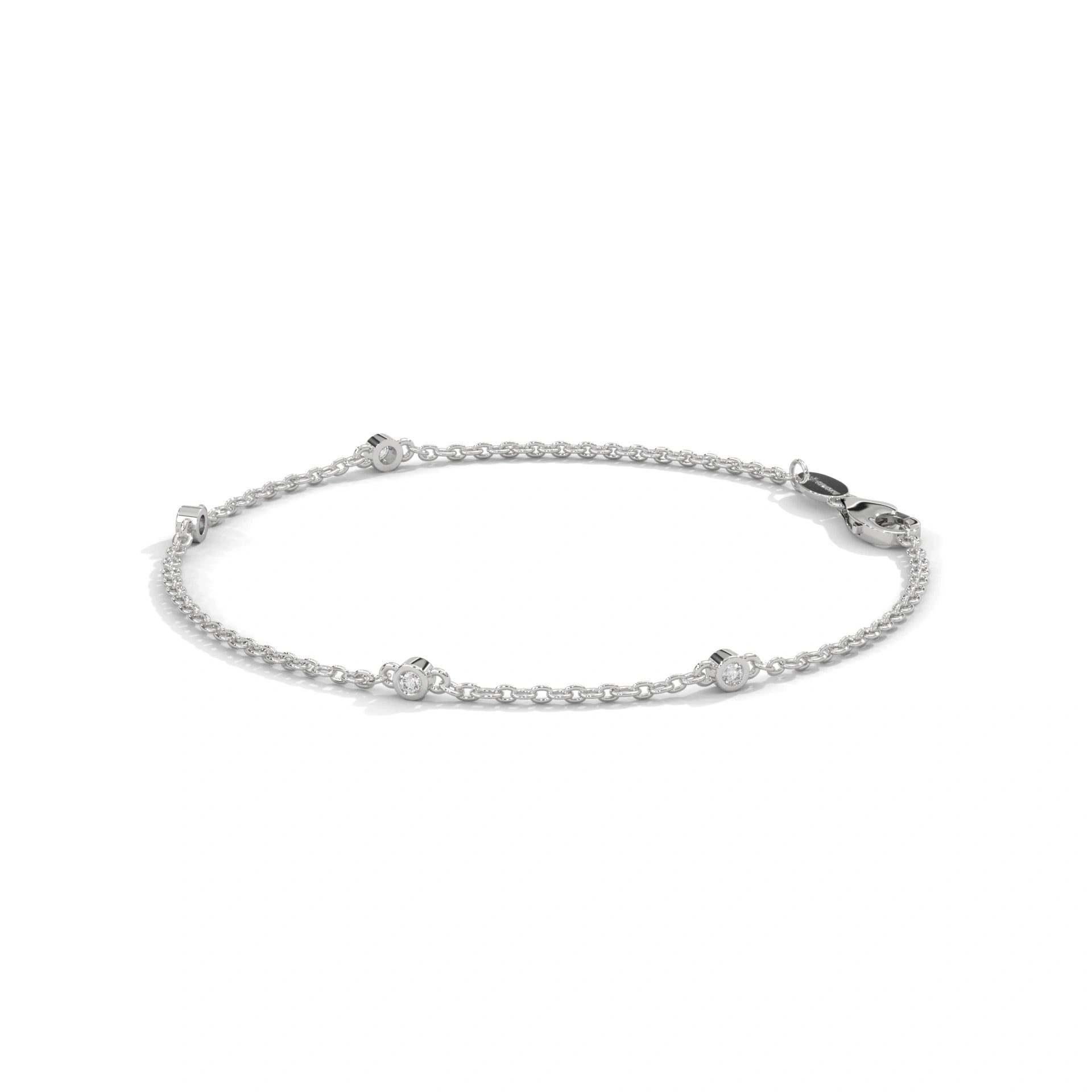 0.07 Carat Bezel Set Diamond Station Bracelet in Yellow Gold 950 Platinum Natural Diamond