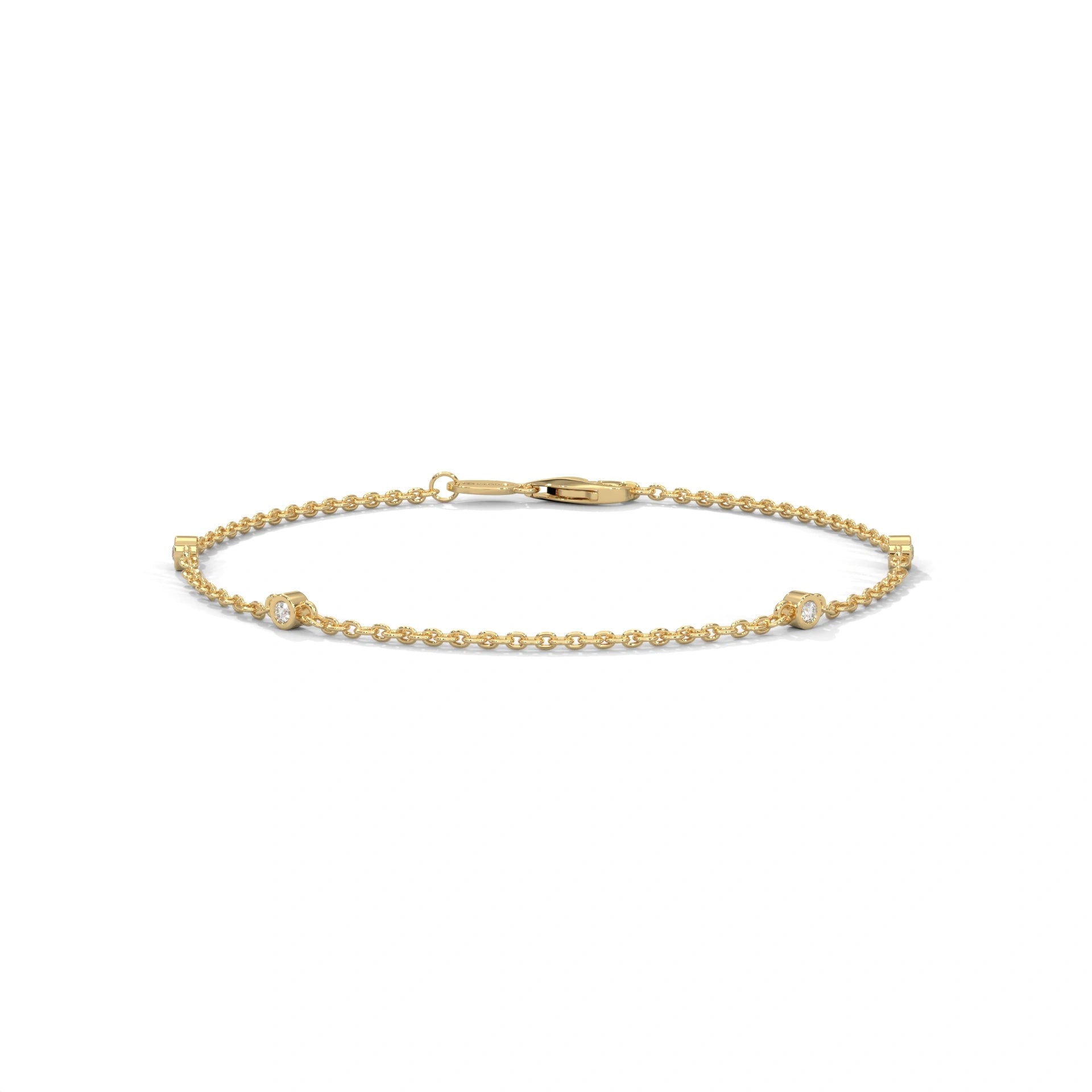 0.07 Carat Bezel Set Diamond Station Bracelet in Yellow Gold 18K Yellow Gold Natural Diamond