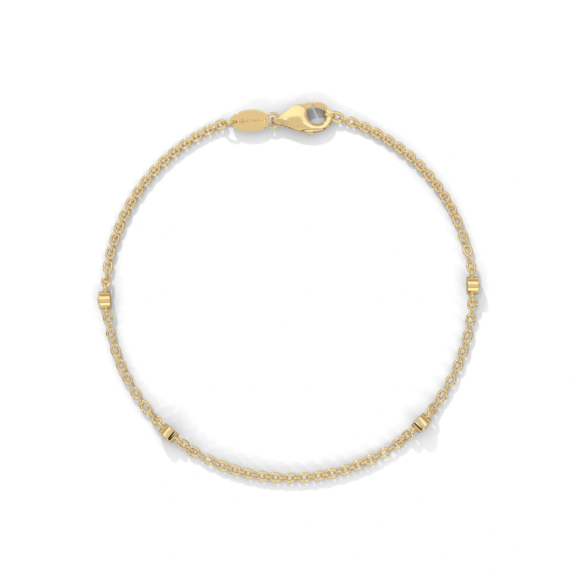 0.07 Carat Bezel Set Diamond Station Bracelet in Yellow Gold