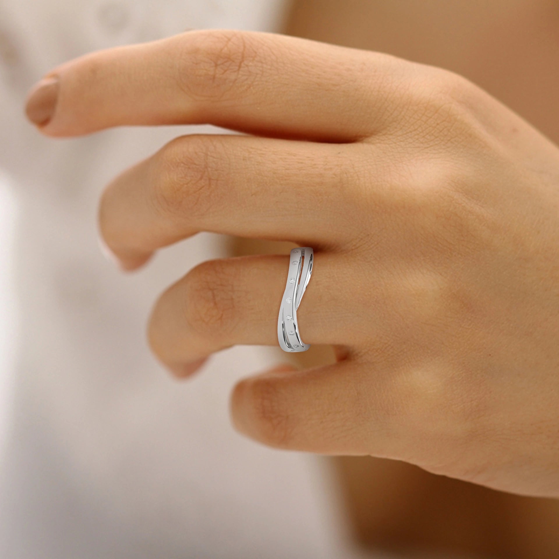 0.04 Ct Lab Diamond Women's Couple Band Set White Gold