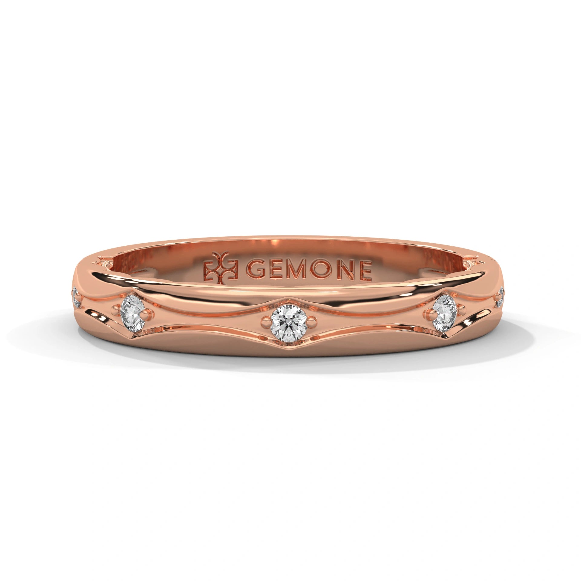 0.08 Ct Lab Diamond Contour Wedding Band Rose Gold 18K Rose Gold Natural Diamond