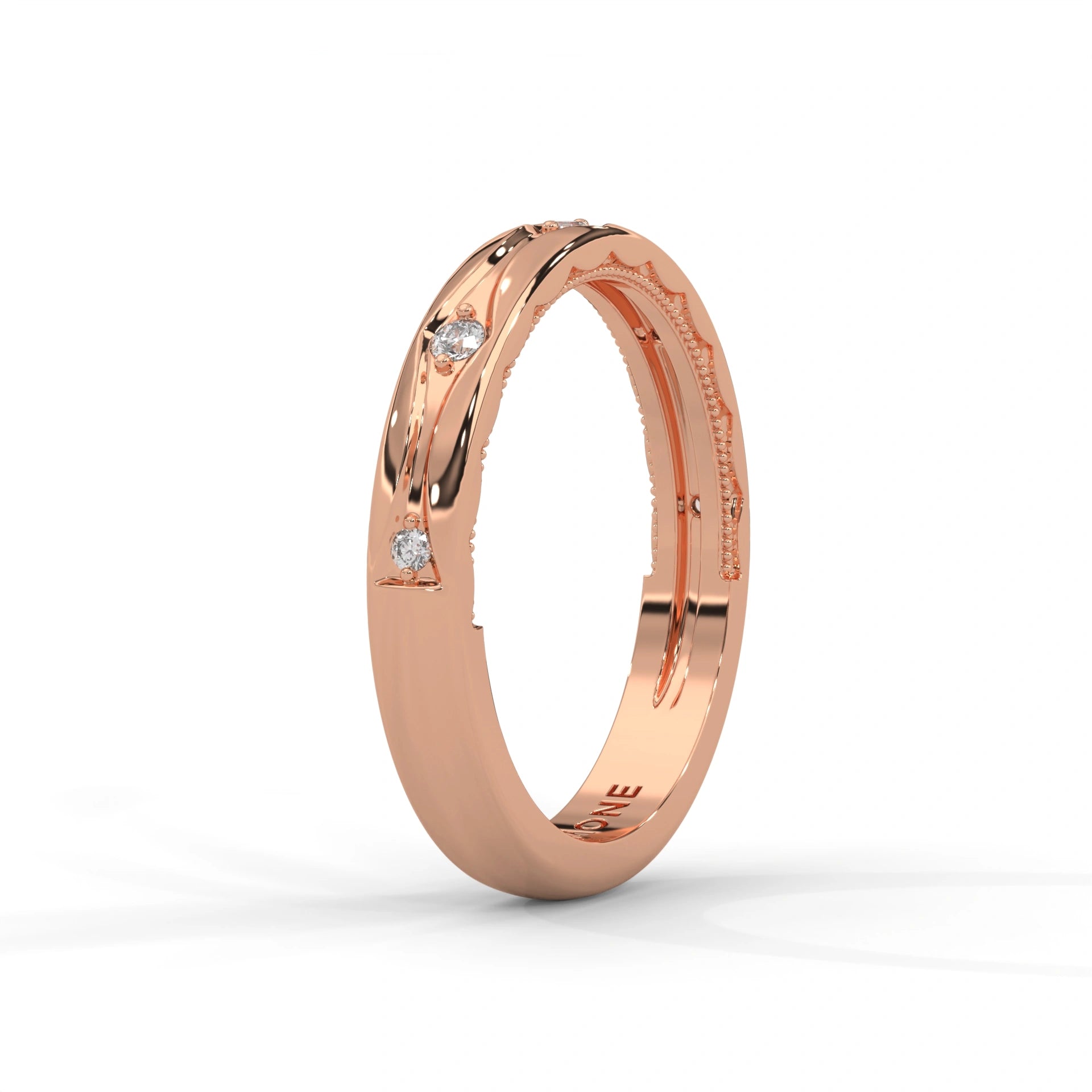 0.08 Ct Lab Diamond Contour Wedding Band Rose Gold