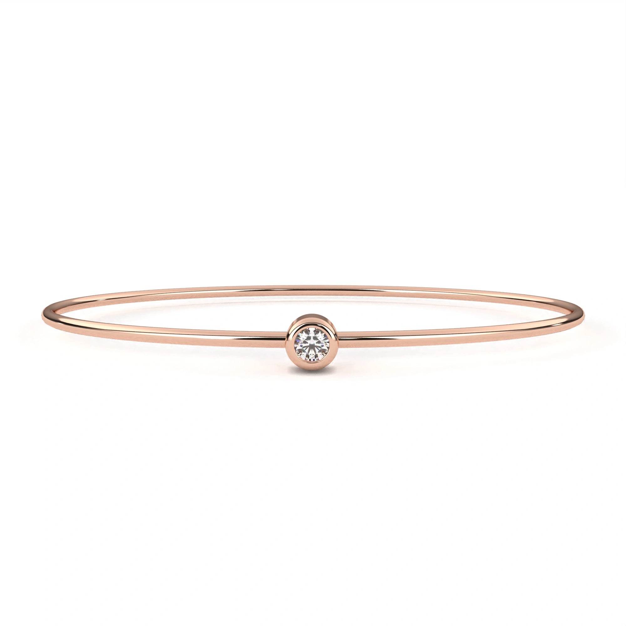 0.11 Carat Bezel Set Diamond Bangle Bracelet in Gold 18K Rose Gold Natural Diamond