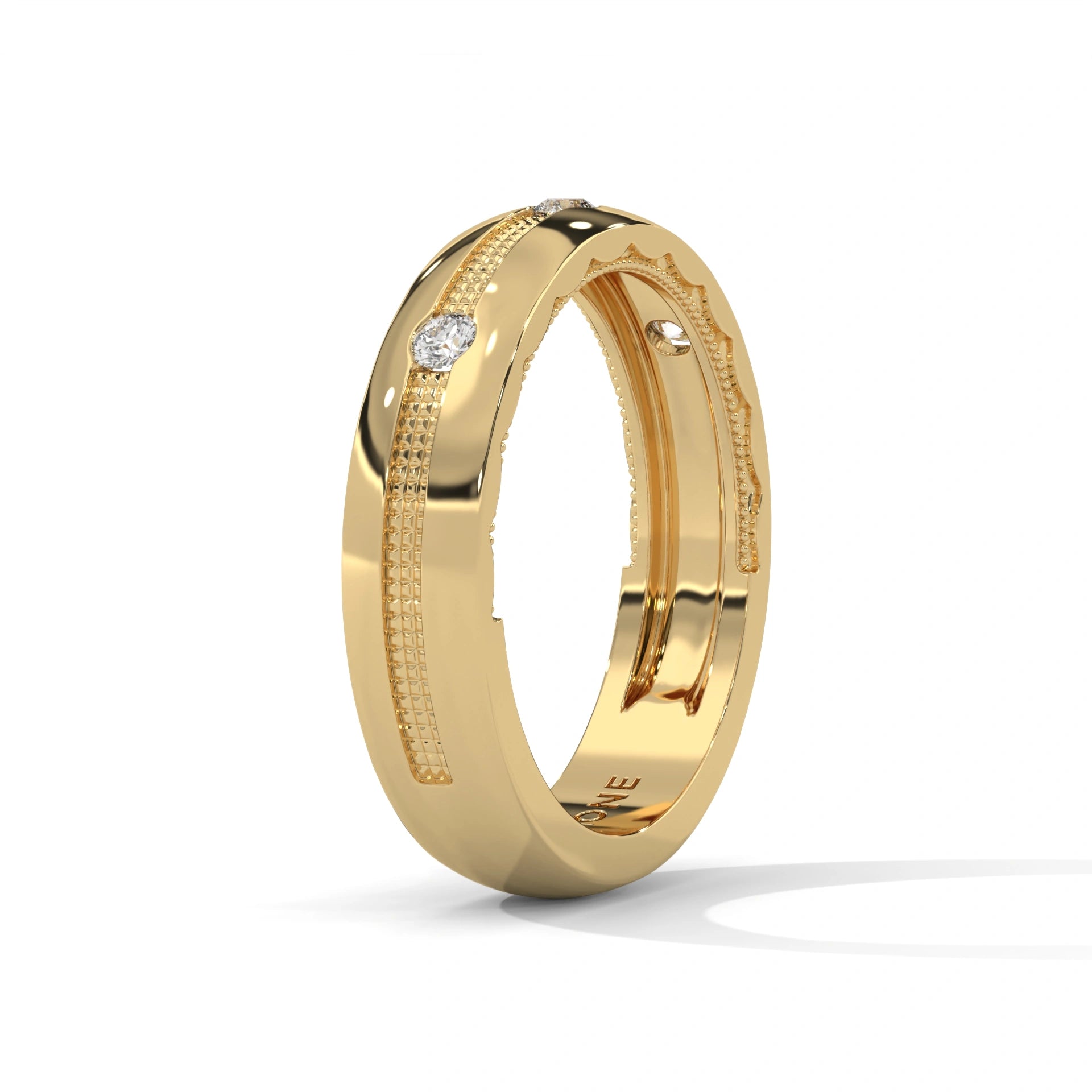 0.12 Ct Lab Diamond Wedding Band Yellow Gold