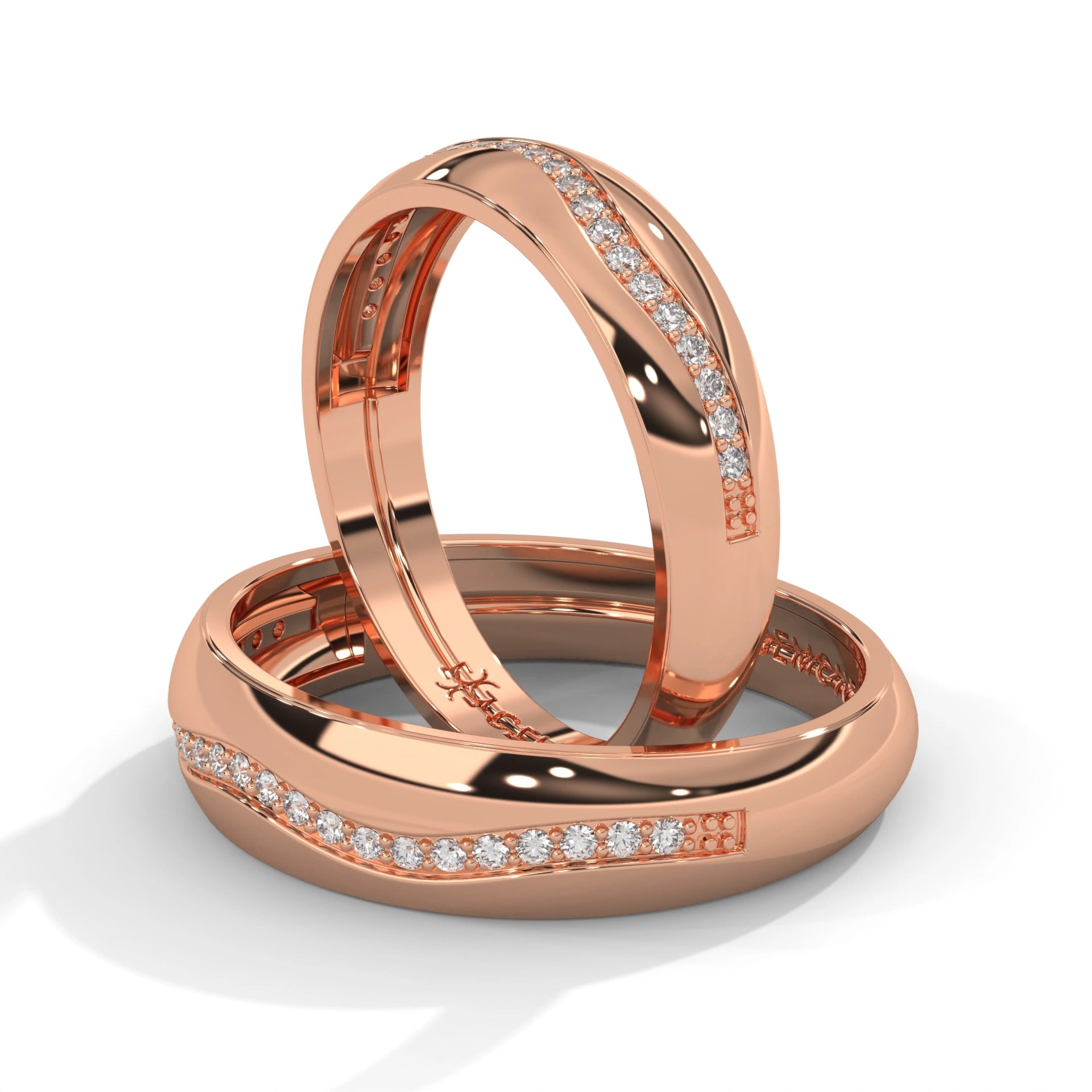 0.14 Ct Lab Diamond Men's Ring Couple Band 18K Rose Gold Natural Diamond