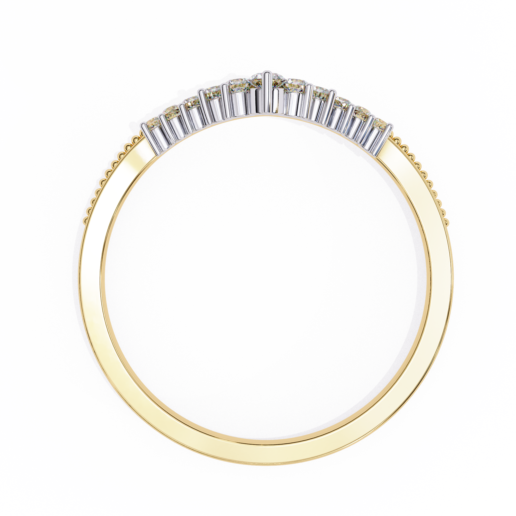 0.15 Carat Round Cut Curved Diamond Wedding Band In Yellow Gold ring size