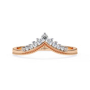 0.15 Carat Round Cut Curved Diamond Wedding Band In Yellow Gold 18K Rose Gold Natural Diamond ring size