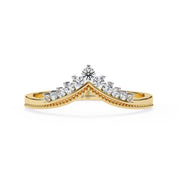 0.15 Carat Round Cut Curved Diamond Wedding Band In Yellow Gold 18K Yellow Gold Natural Diamond ring size