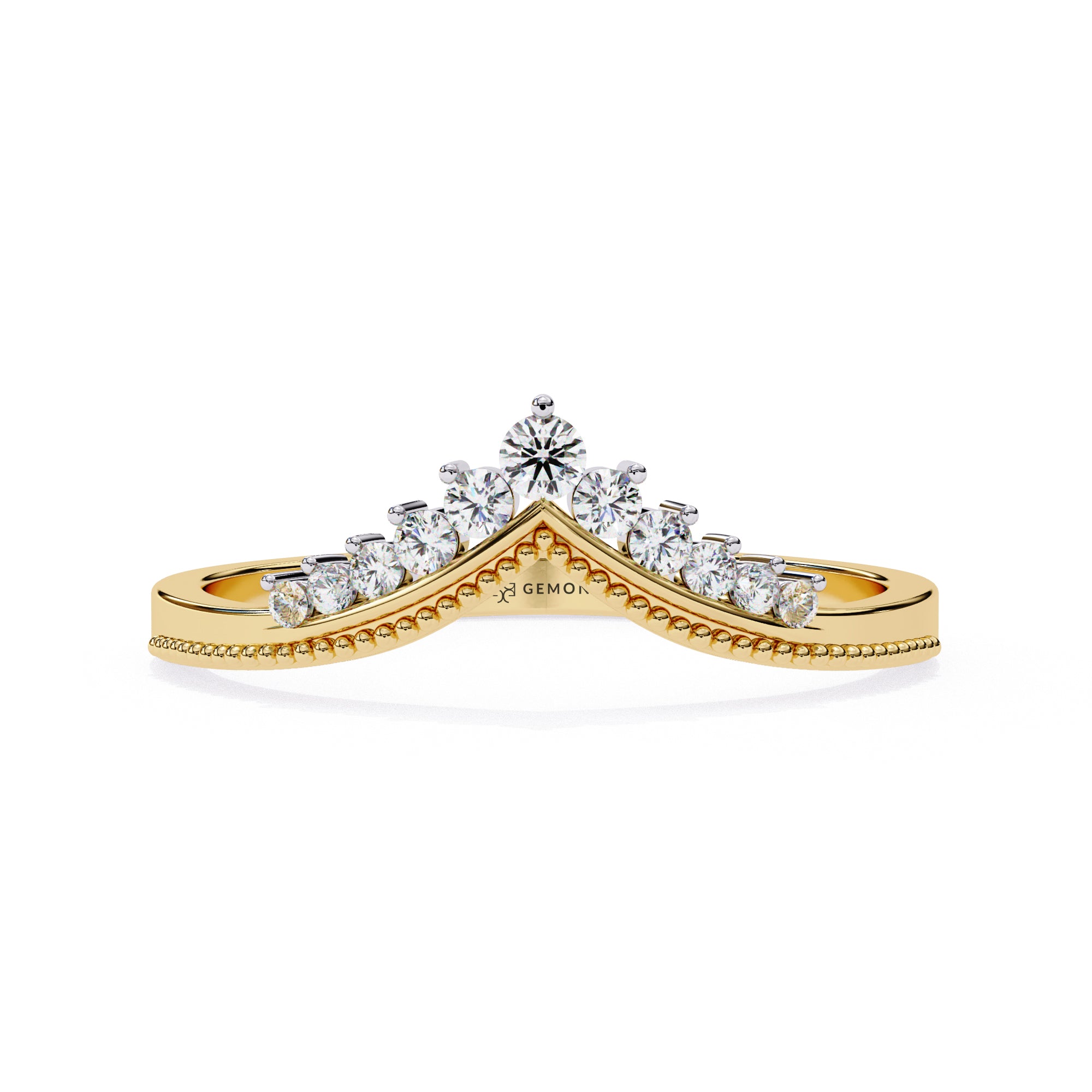 0.15 Carat Round Cut Curved Diamond Wedding Band In Yellow Gold 18K Yellow Gold Natural Diamond ring size
