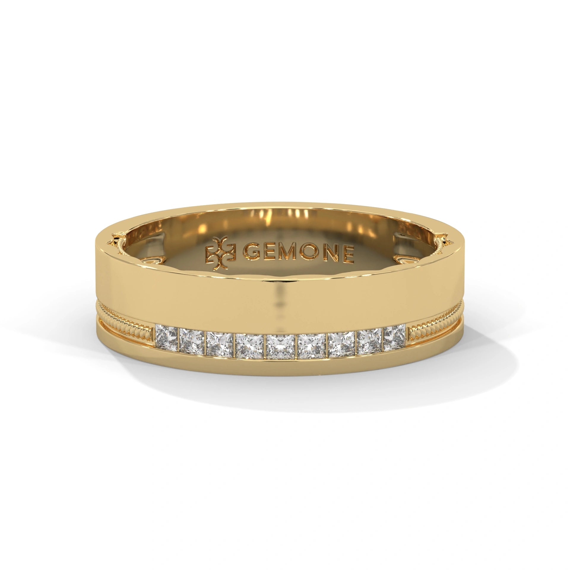 0.18 Ct Princess Lab Diamond Wedding Band Rose Gold 18K Yellow Gold Natural Diamond