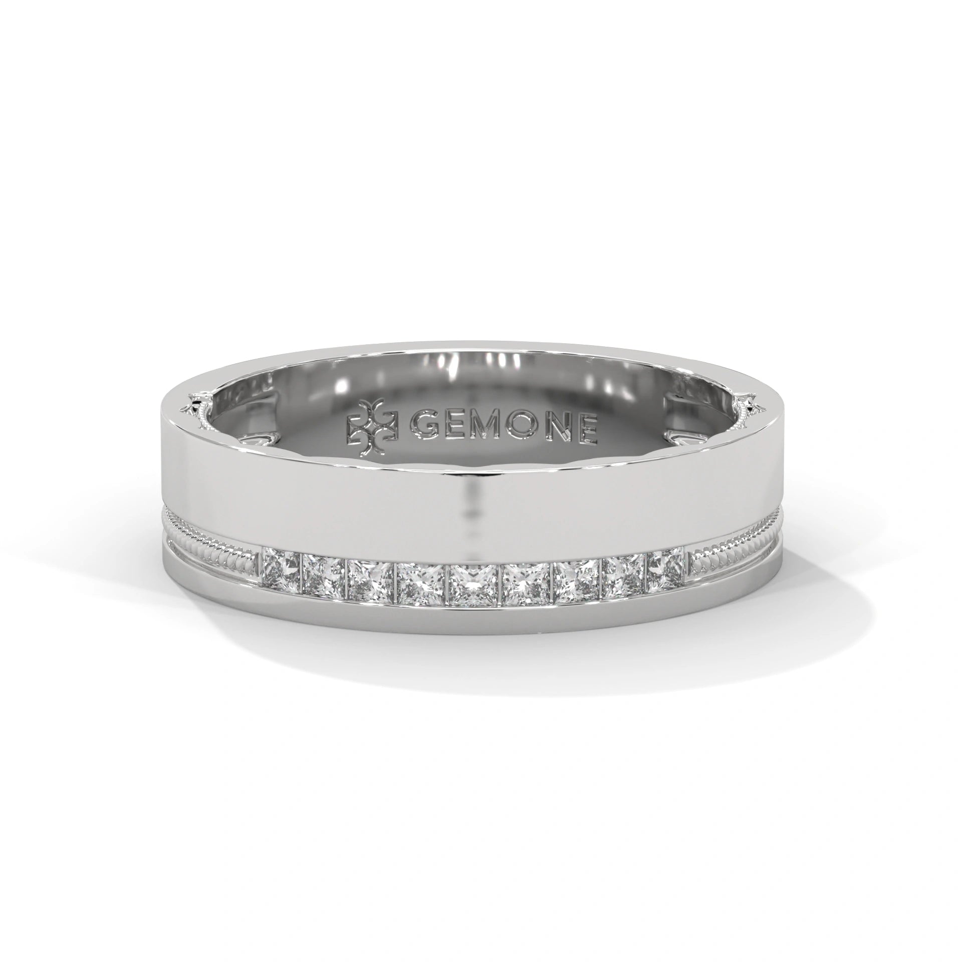 0.18 Ct Princess Lab Diamond Wedding Band Rose Gold 950 Platinum Natural Diamond