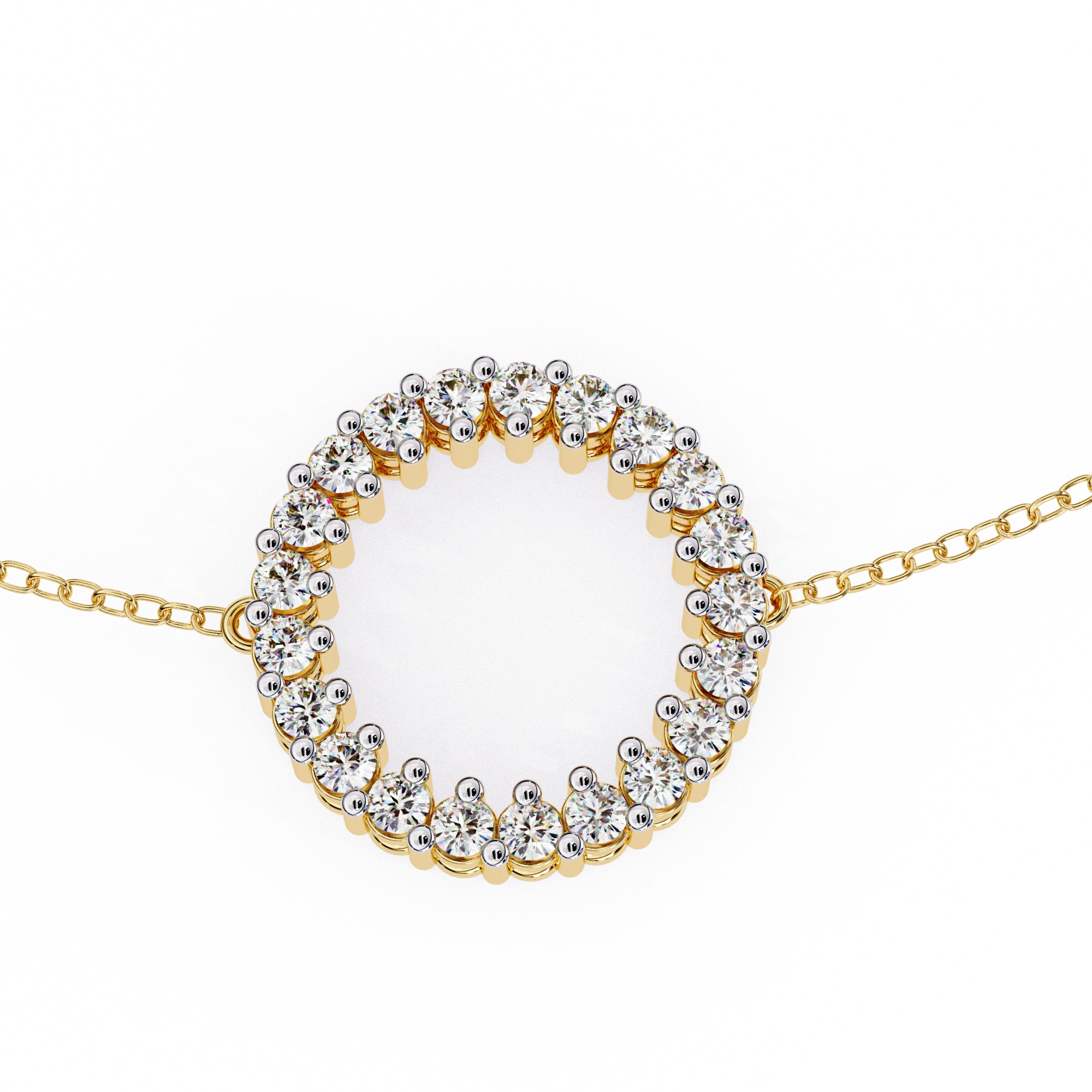 0.19 Carat Round Diamond Open Circle Bracelet in Yellow Gold 18K Yellow Gold Natural Diamond