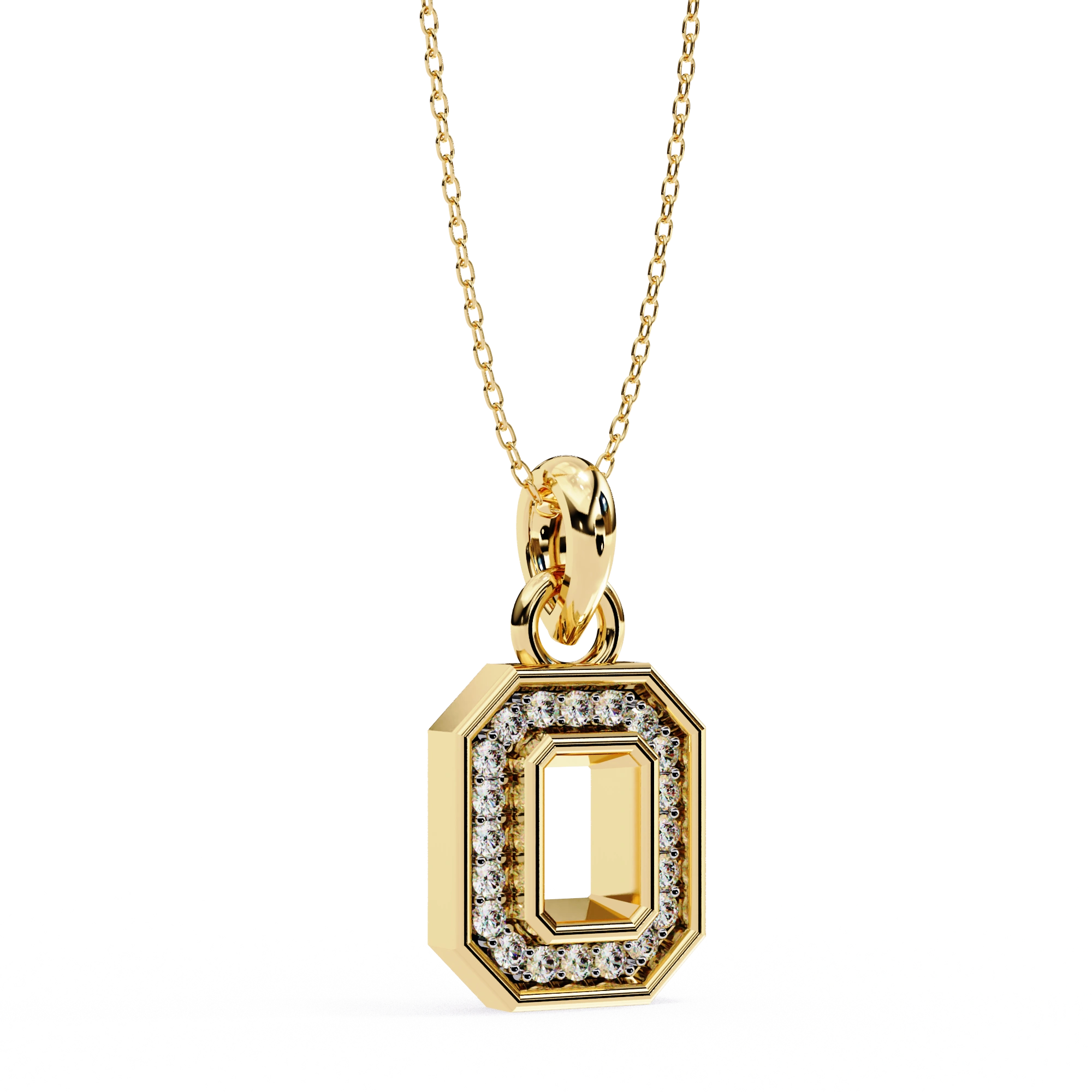 0.20 Ct Lab Diamond Pavé Diamond Pendant in Yellow Gold
