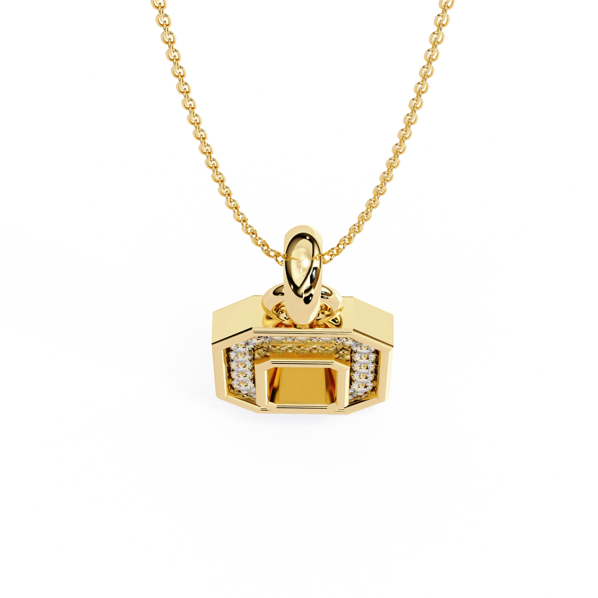 0.20 Ct Lab Diamond Pavé Diamond Pendant in Yellow Gold