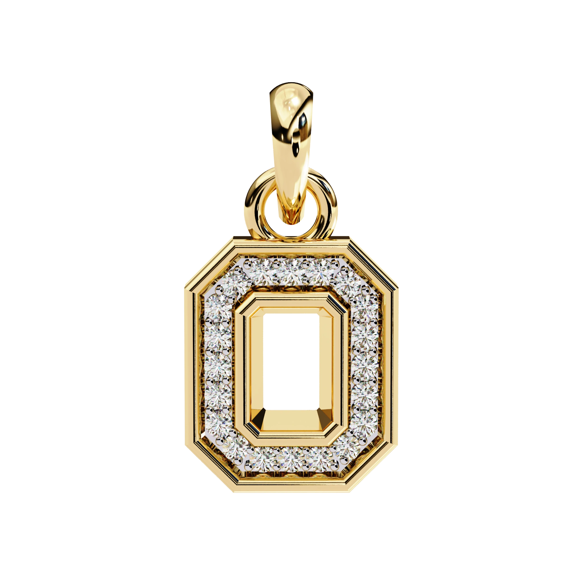 0.20 Ct Lab Diamond Pavé Diamond Pendant in Yellow Gold