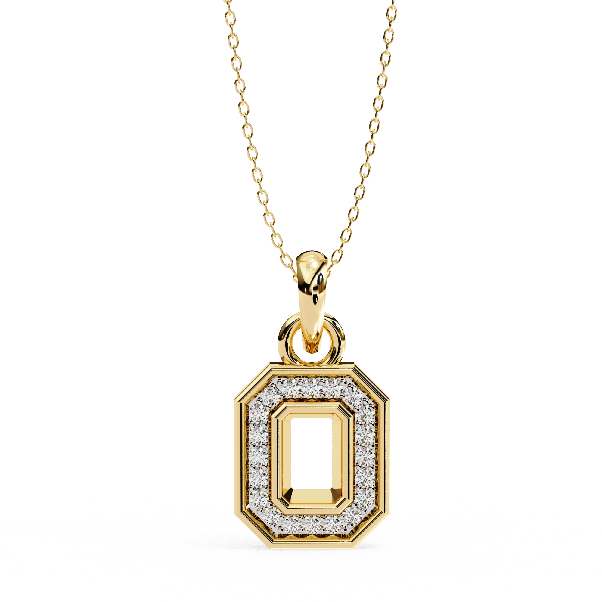 0.20 Ct Lab Diamond Pavé Diamond Pendant in Yellow Gold 18K Yellow Gold Natural Diamond
