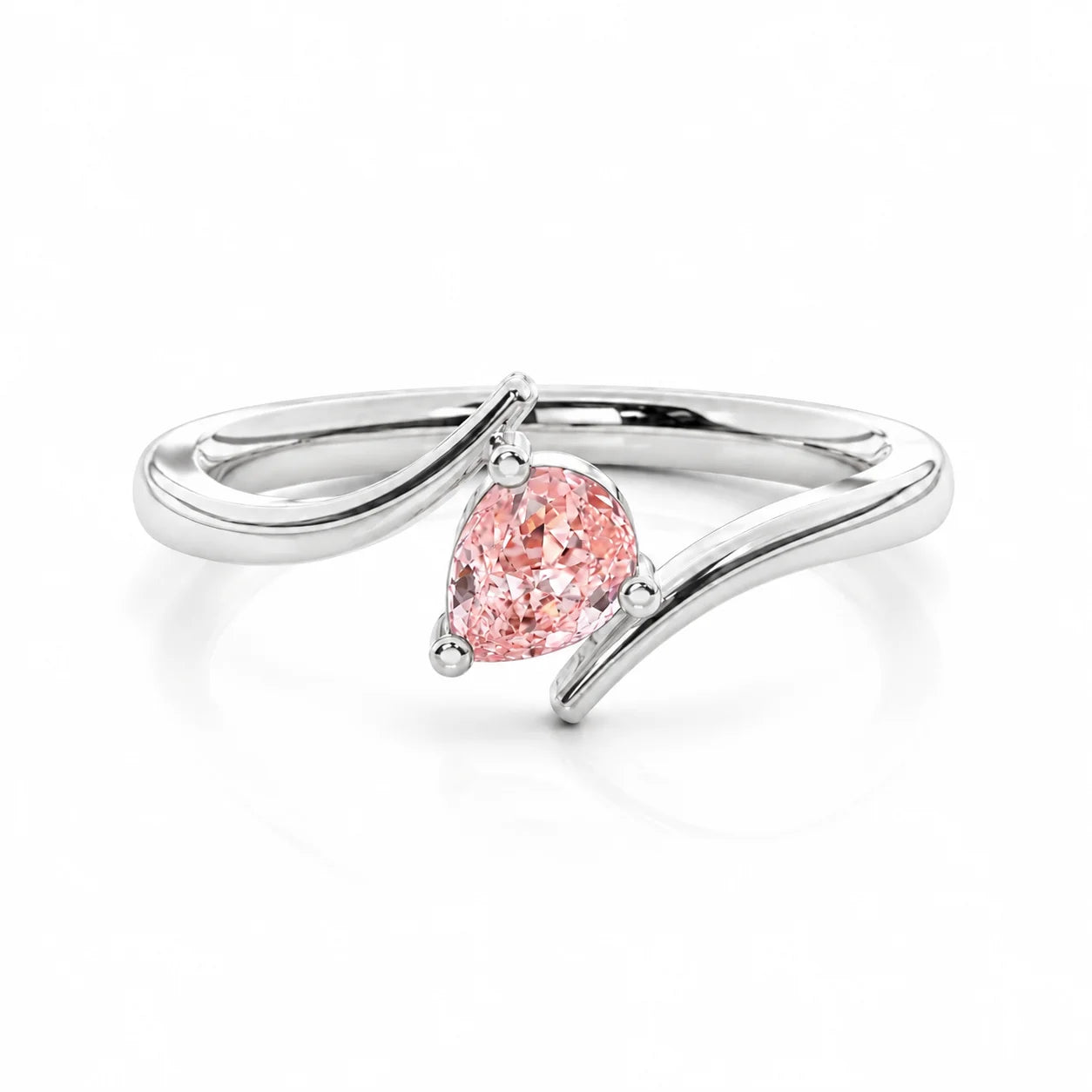 0.21 Carat Pink Pear Bypass Ring 950 Platinum
