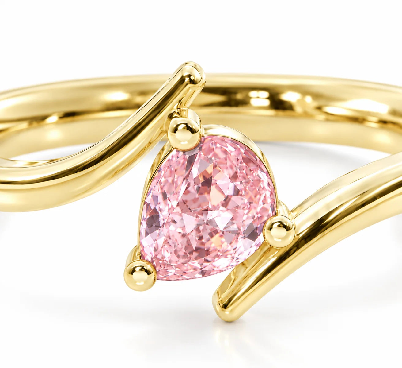 0.21 Carat Pink Pear Bypass Ring