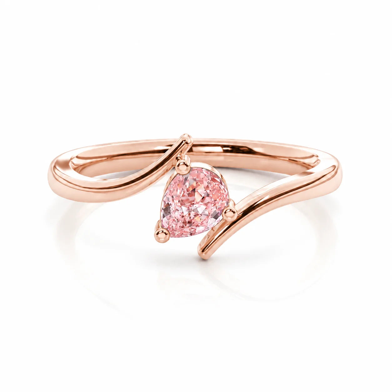 0.21 Carat Pink Pear Bypass Ring 18K Rose Gold