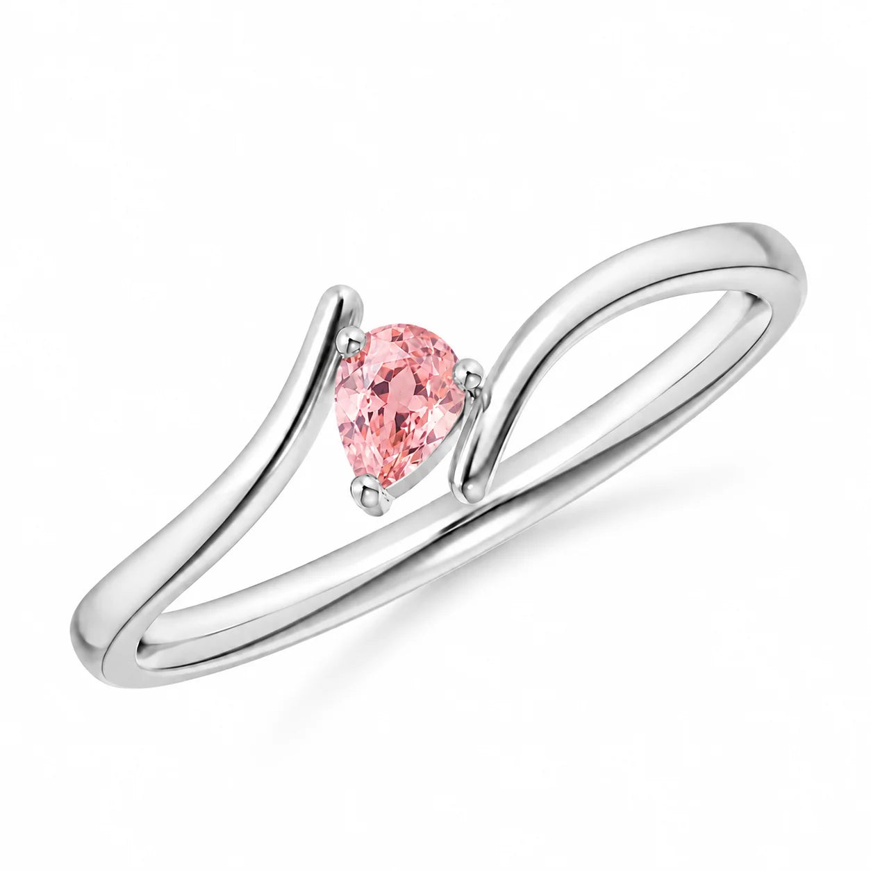 0.21 Carat Pink Pear Bypass Ring