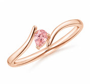 0.21 Carat Pink Pear Bypass Ring