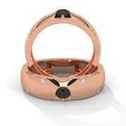 0.29 Carat Women's Black and White Diamond Wedding Band 18K Rose Gold