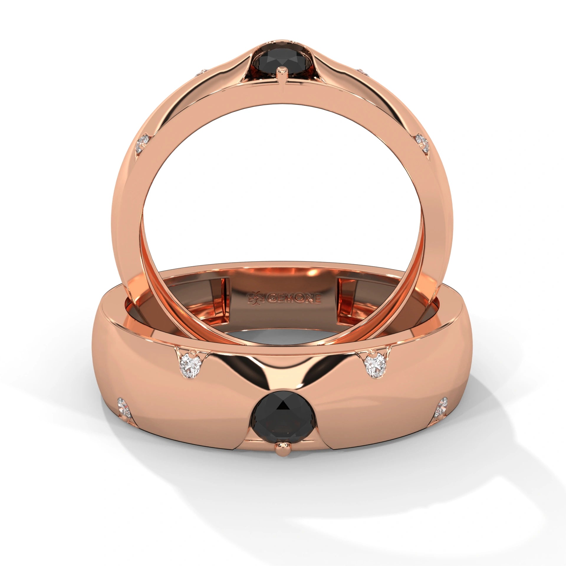 0.29 Carat Women's Black and White Diamond Wedding Band 18K Rose Gold