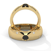 0.29 Carat Women's Black and White Diamond Wedding Band 18K Yellow Gold
