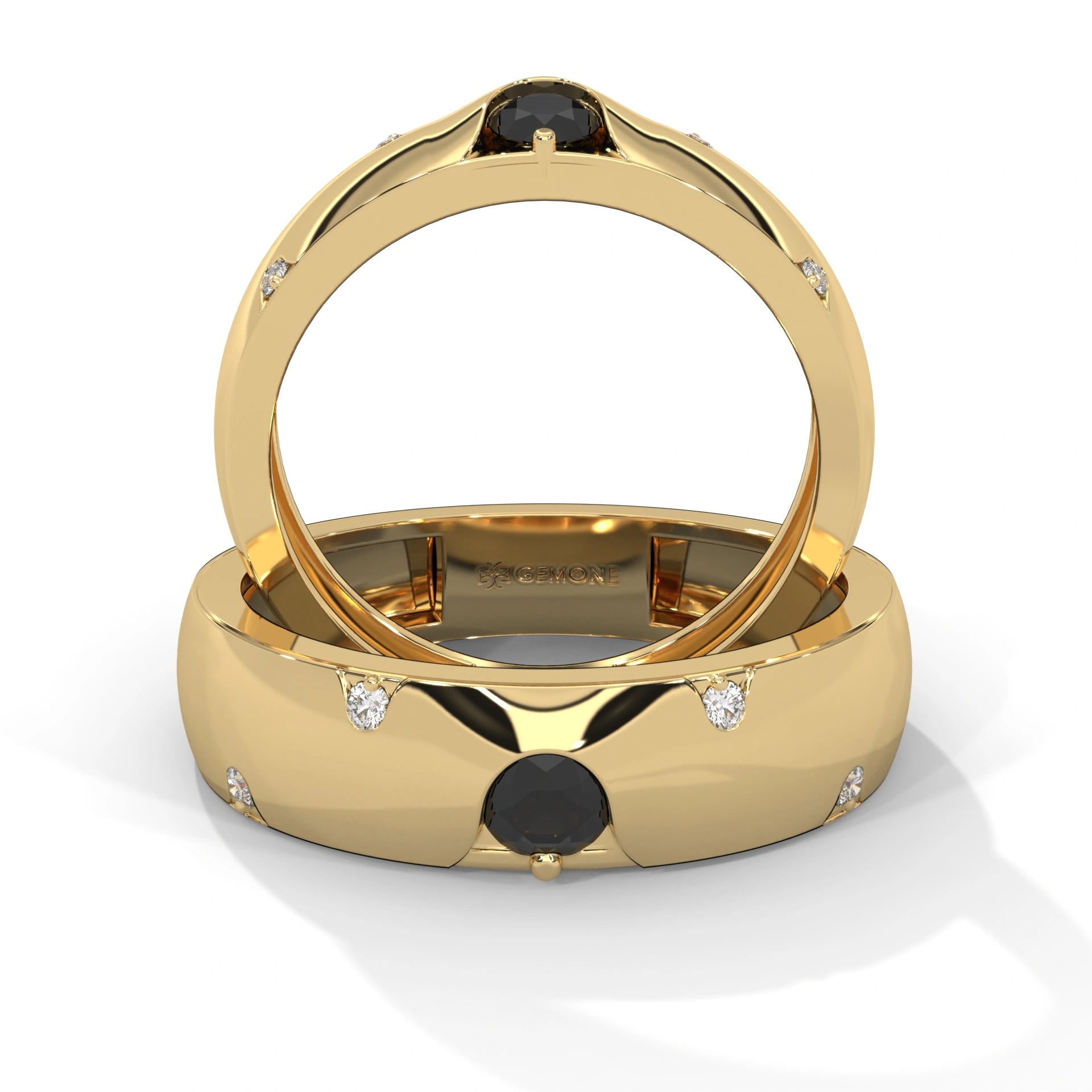 0.29 Carat Women's Black and White Diamond Wedding Band 18K Yellow Gold