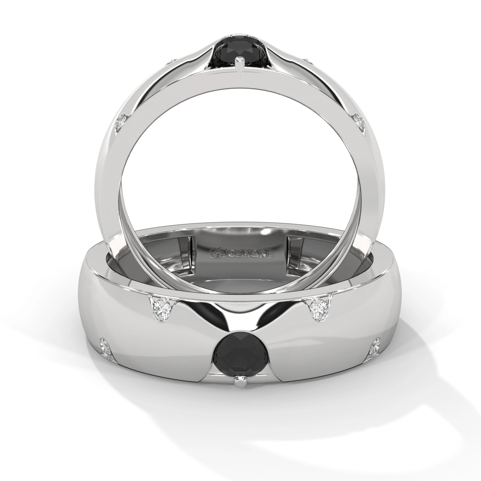 0.29 Carat Women's Black and White Diamond Wedding Band