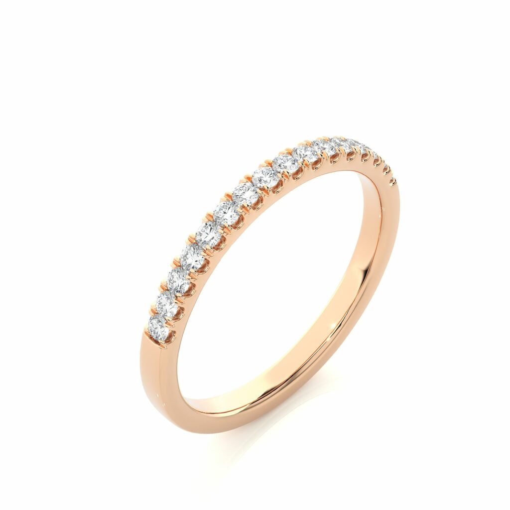 0.29 Ct Round Cut Prong Setting Diamond Half Eternity Band Diamond Wedding Bands