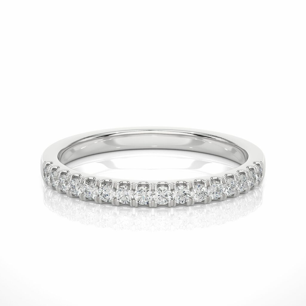 0.20 Ct Round Cut Prong Setting Diamond Half Eternity Band In White Gold White Eternity Wedding Rings