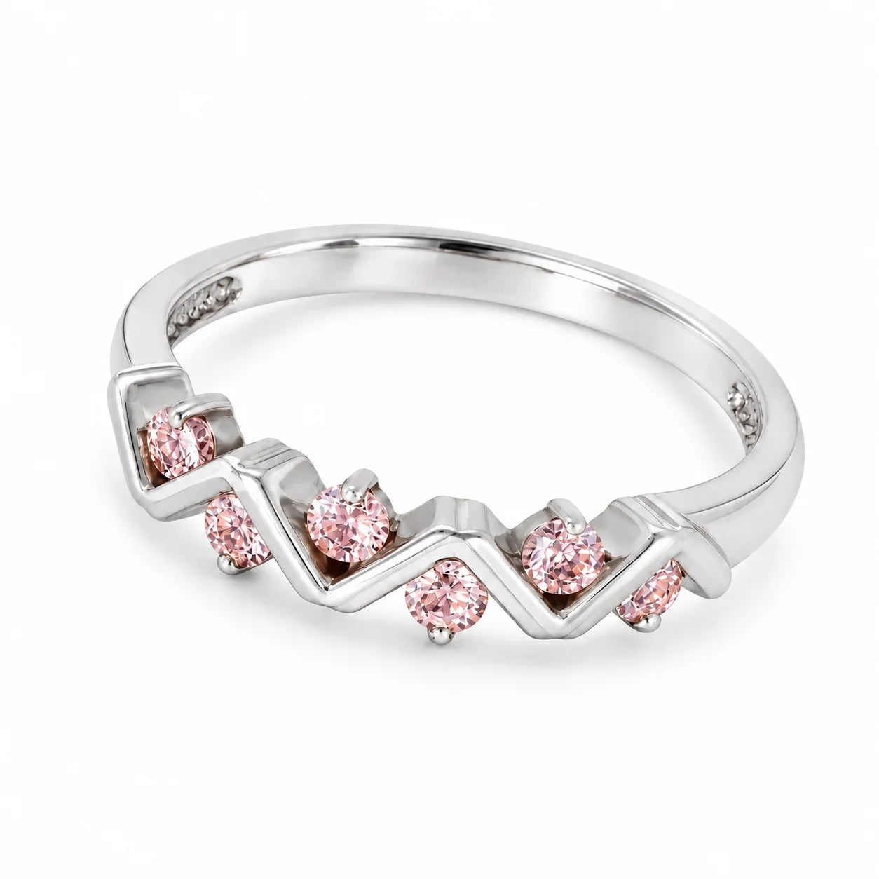 0.25 Carat Concertina Pink Diamond Wedding Ring 950 Platinum